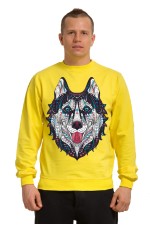  Толстовка, свитшот, футболка с Собакой хаски в этническом стиле