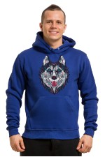  Толстовка, свитшот, футболка с Собакой хаски в этническом стиле