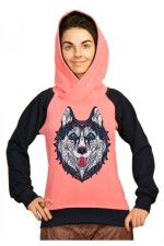  Толстовка, свитшот, футболка с Собакой хаски в этническом стиле