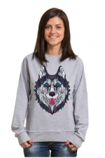  Толстовка, свитшот, футболка с Собакой хаски в этническом стиле