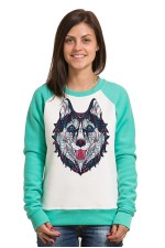  Толстовка, свитшот, футболка с Собакой хаски в этническом стиле