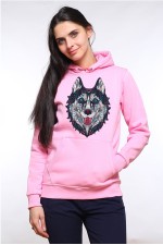  Толстовка, свитшот, футболка с Собакой хаски в этническом стиле