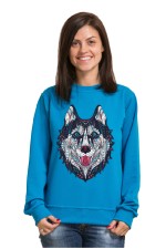  Толстовка, свитшот, футболка с Собакой хаски в этническом стиле