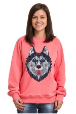  Толстовка, свитшот, футболка с Собакой хаски в этническом стиле