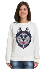  Толстовка, свитшот, футболка с Собакой хаски в этническом стиле