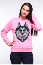  Толстовка, свитшот, футболка с Собакой хаски в этническом стиле