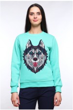  Толстовка, свитшот, футболка с Собакой хаски в этническом стиле