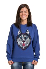  Толстовка, свитшот, футболка с Собакой хаски в этническом стиле