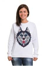  Толстовка, свитшот, футболка с Собакой хаски в этническом стиле