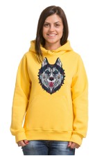  Толстовка, свитшот, футболка с Собакой хаски в этническом стиле