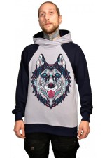  Толстовка, свитшот, футболка с Собакой хаски в этническом стиле