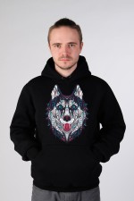  Толстовка, свитшот, футболка с Собакой хаски в этническом стиле