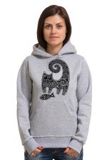  Худи с принтом Кот с рыбой, свитшот с принтом Кот с рыбой, футболка с принтом Кот с рыбой