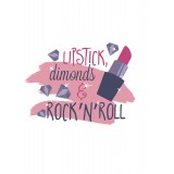  Толстовка, свитшот, футболка с надписью Lipstick, diamonds & rocknroll