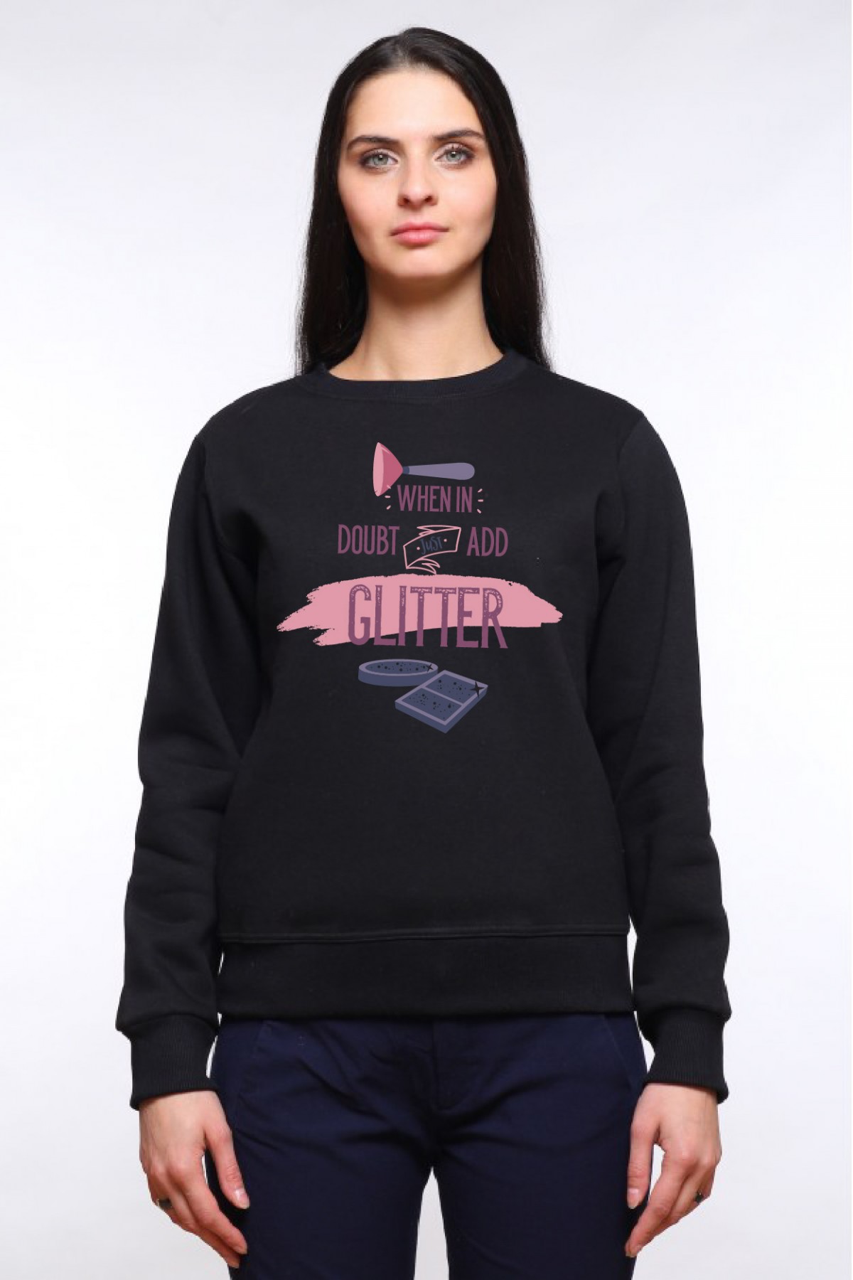 Толстовка, свитшо, футболка  для девочек и девушек When in doubt just add glitter! — фото 3