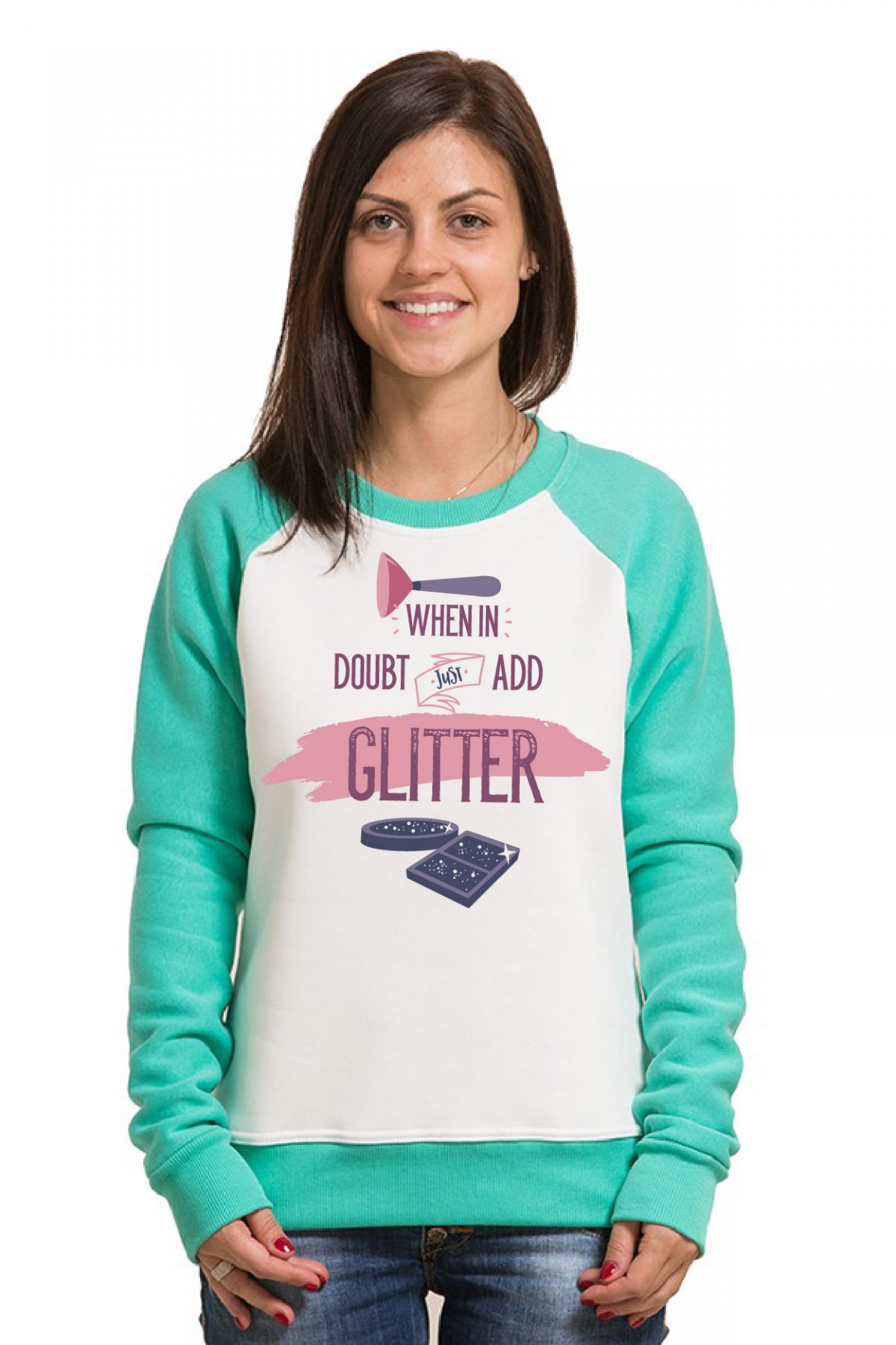 Толстовка, свитшо, футболка  для девочек и девушек When in doubt just add glitter! — фото 8