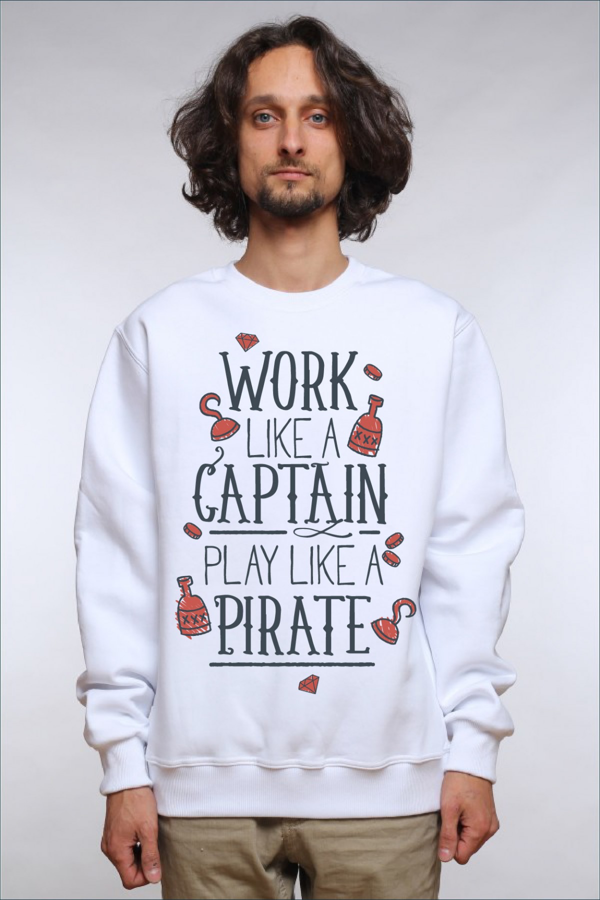 Толстовка, свитшот, футболка Work like a captain play like a pirate — фото 2