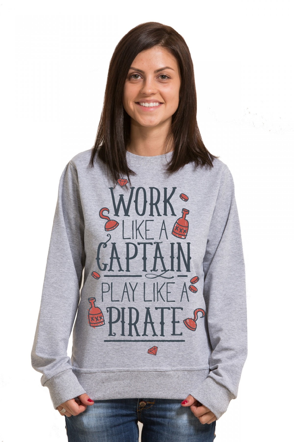 Толстовка, свитшот, футболка Work like a captain play like a pirate — фото 3
