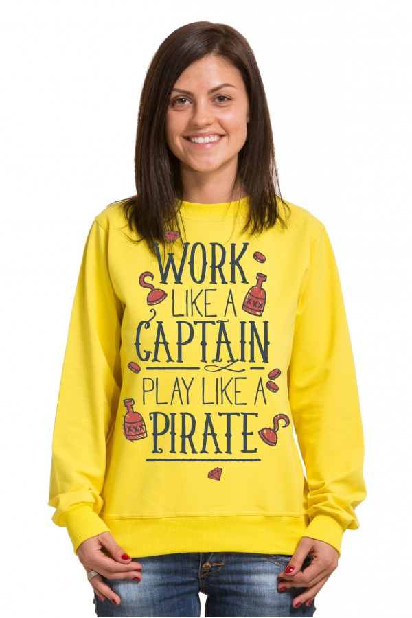 Толстовка, свитшот, футболка Work like a captain play like a pirate