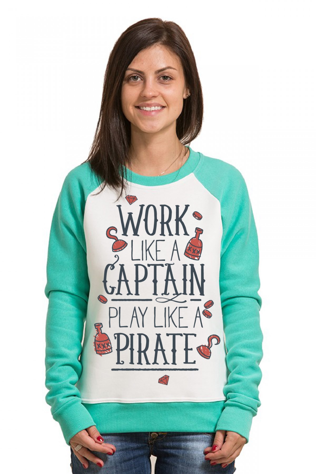 Толстовка, свитшот, футболка Work like a captain play like a pirate — фото 10