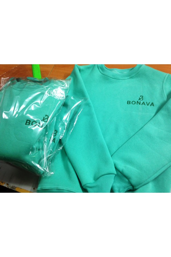  Свитшоты Bonava    Свитшоты мятные с вышивкой логотипа компании на груди, 10 шт 