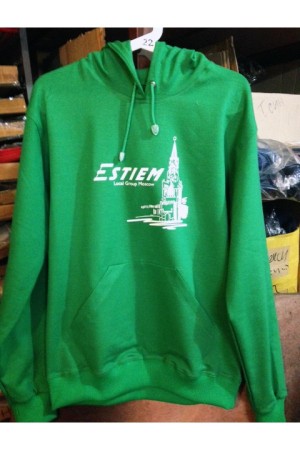 Толстовки зеленые с капюшоном с печатью шелкографией