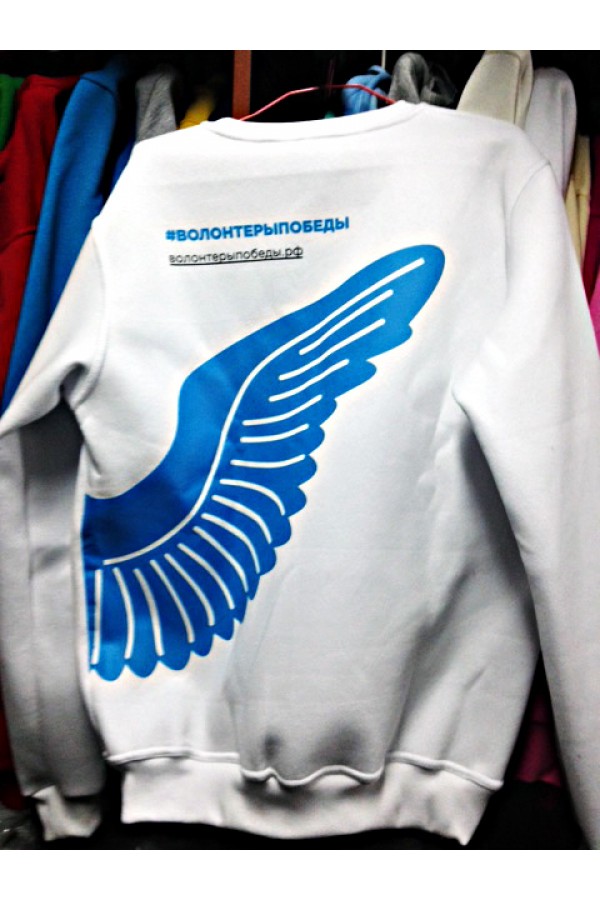  Крылья синие - свитшоты оптом с запечаткой кроя    Ситшоты с печатью в шов - 550 штук 