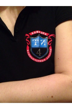 Печать на рубаке-поло в несколько цветов + золотая пленка