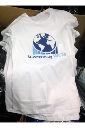 Печать на белых футболках цветного изображения оптом