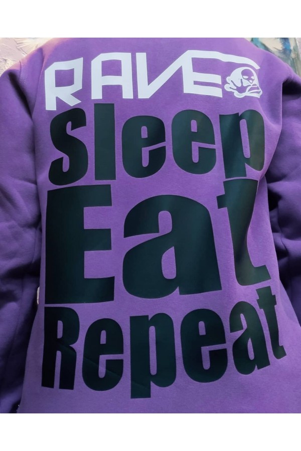 sveatshirt-rave-sleep-eat-repeat   Магазин Толстовок Свитшот, толстовки на заказ со своим принтом, картинкой,изображением, надписью. Выполненые заказы от 1 шт