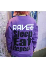 sveatshirt-rave-sleep-eat-repeat   Магазин Толстовок Свитшот, толстовки на заказ со своим принтом, картинкой,изображением, надписью. Выполненые заказы от 1 шт