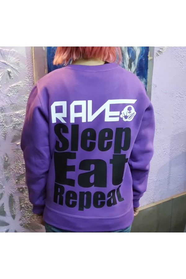 sveatshirt-rave-sleep-eat-repeat   Магазин Толстовок Свитшот, толстовки на заказ со своим принтом, картинкой,изображением, надписью. Выполненые заказы от 1 шт