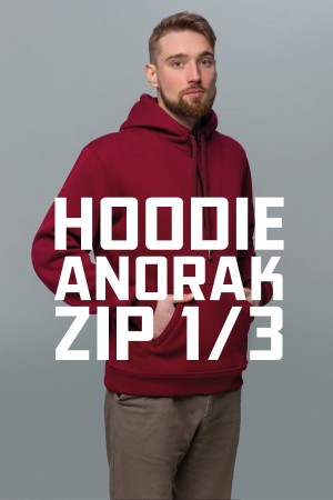 Худи с молнией анорак оптом, пошив на заказ из своего сырья, модель Anorak