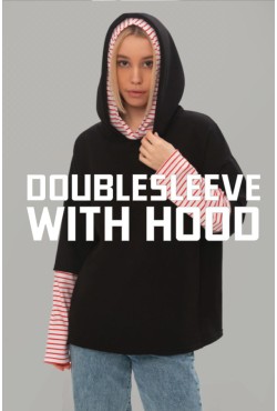Лонгслив с капюшоном на заказ оптом из своего сырья, модель Longsleeve with hood and double sleeve Лонгслив с капюшоном на заказ оптом из своего сырья, модель Longsleeve with hood and double sleeve