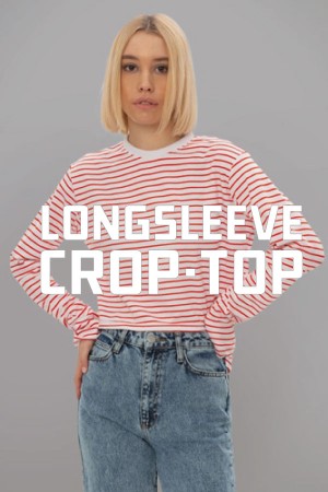 Пошив укороченных лонгсливов на заказ оптом из своего сырья, модель Crop Longsleeve