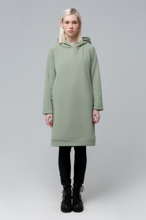 Платье-худи из футера Фисташковое -Dress Hoodie Pistachio