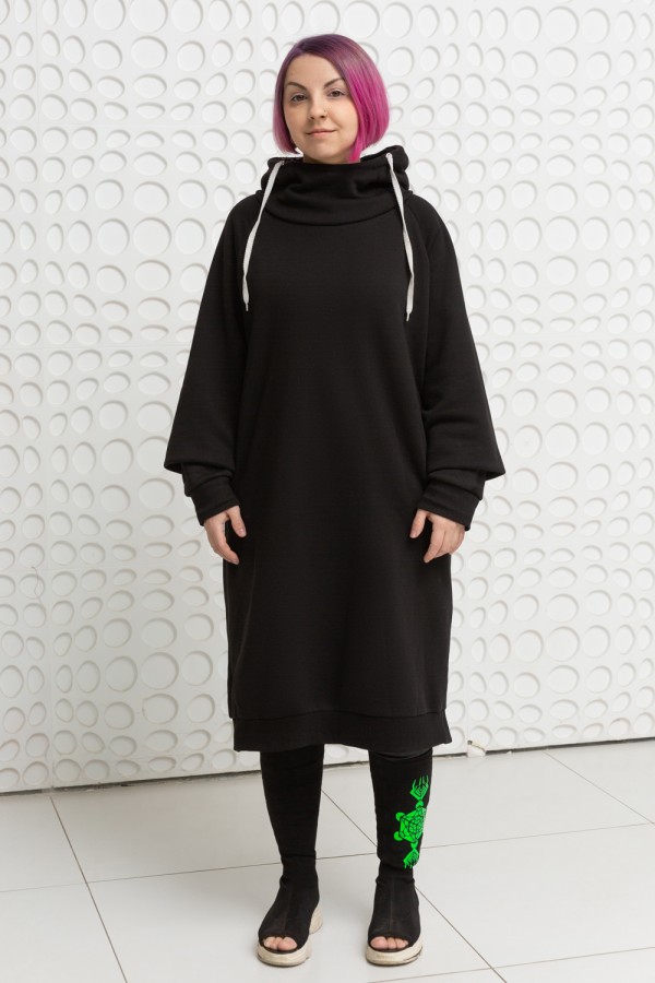 платье кокон черное женские с начесом зимнее