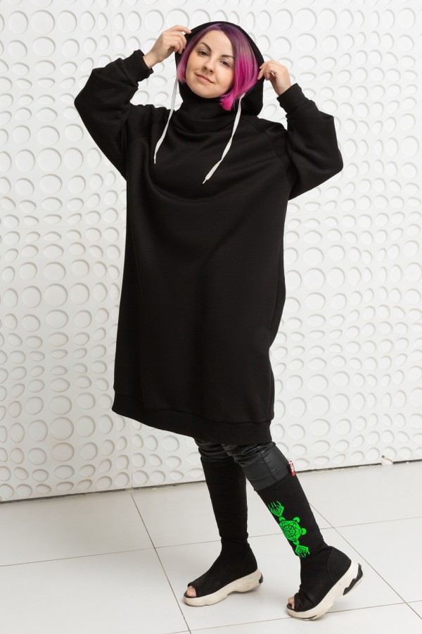 платье кокон черное женские длинное