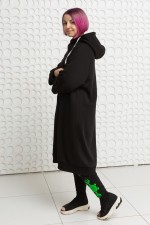  black cocoon dress woman winter    Худи - платье кокон длинное черное женское 
