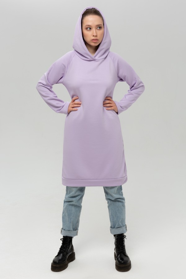  Dress Hoodie Lavender L-44-46-Woman-(Женский)    Платье худи демисезонное лавандовое - SunDress Hoodie Lavender 