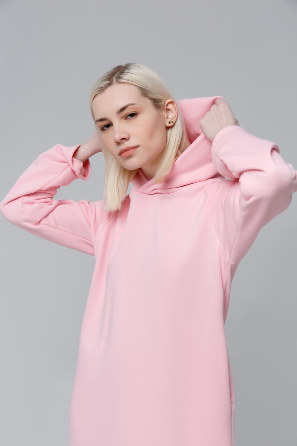Платье худи розовое спортивное базовое - SunDress Hoodie Pink   Магазин Толстовок SunDress Hoodie | Худи Платье