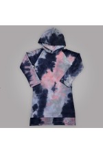  Dress Hoodie tie die XS-38-40-Woman-(Женский)    Платье худи с капюшоном в расцветке тай дай женское длинное из футера 