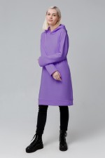  Dress Hoodie violet yogurt XS-38-40-Woman-(Женский)    Платье худи с капюшоном фиолетовое (черничный йогурт) женское длинное из футера 