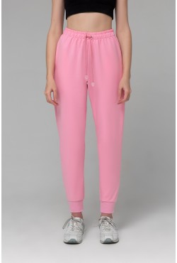 Розовые джогерры легкие спортивные штаны с высокой талией