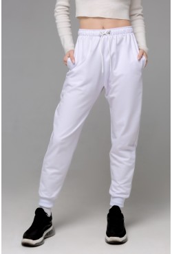 Белые джогерры легкие спортивные штаны с высокой талией 
