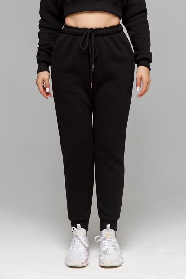Джоггеры женские утепленные черные купить спортивные брюки с начесом изфутера в Магазине Толстовок модель унисекс