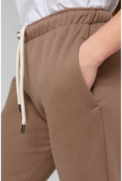 Джоггеры женские цвет кофе утепленные спортивные брюки с начесом