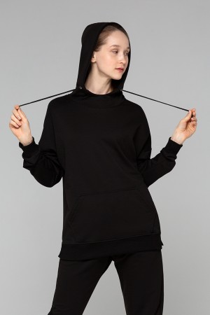 Худи летняя летучая мышь черная с низкой плечевой линией