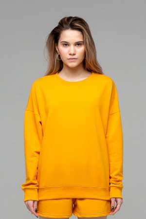 Cвитшот со спущенным плечом горчичный серия Sky-Fly в стиле Летучая Мышь