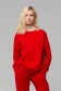  SWEATSHIRT OVERSIZE RED XL-46-48-Woman-(Женский)    Красный свитшот со спущенным плечом серия Sky-Fly в стиле Летучая Мышь 